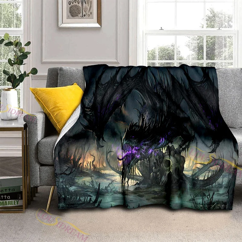 

3D Printed Large Purple Dragon Fantasy Blankets Warm Blanket Super Soft Blanket Flannel Blanket for Adults and Children Gifts