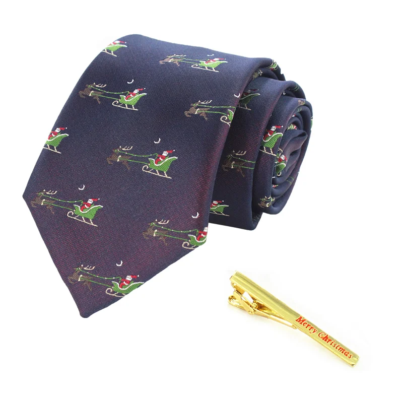 KAMBERFT Шелковый Рождественский галстук и зажимы для галстука, модный галстук 8 см, снежный Санта дизайн для мужчин и детей, рождественский подарок - Цвет: 08