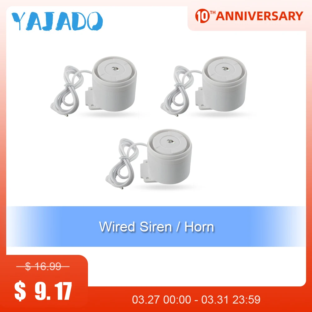 

YAJADO Mini Wired Siren Kit for Home Security Alarm System Alarm Speaker Accessories Burglar Alarm 110dB Horn