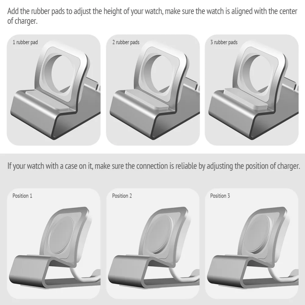 Изысканный Алюминий силиконовый кронштейн Зарядное устройство Док-станция с зарядной подставкой Держатель для apple watch подставка для Series 5/4/3/2/1 38, 42, 40, 44 мм
