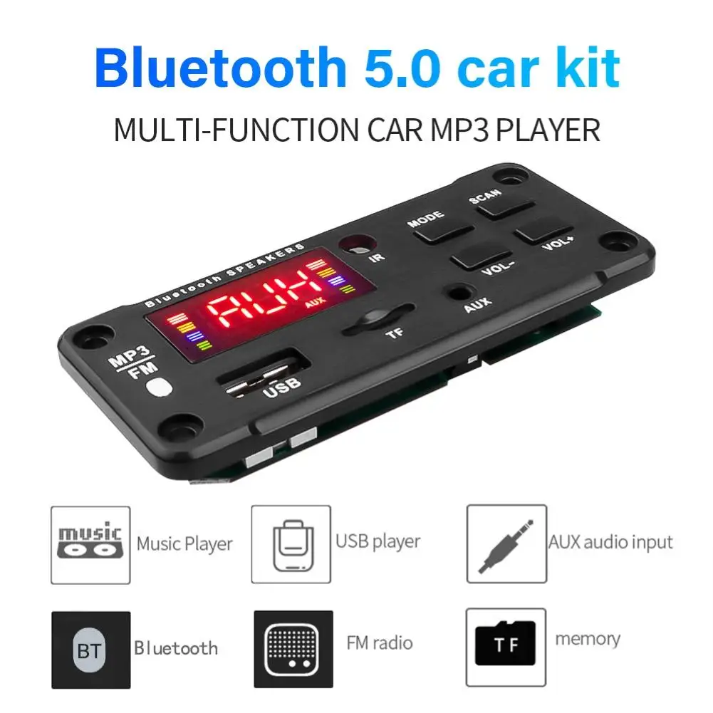 MP3 плеер WMA с Bluetooth 5 0 В 12 Плата декодера аудио модуль USB SDD AUX FM радио для