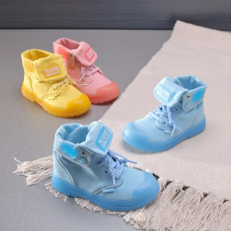 

spring and autumn new high-top soft-soled canvas kids shoes comfortable breathable Martins boys non-slip children fashion shoes
