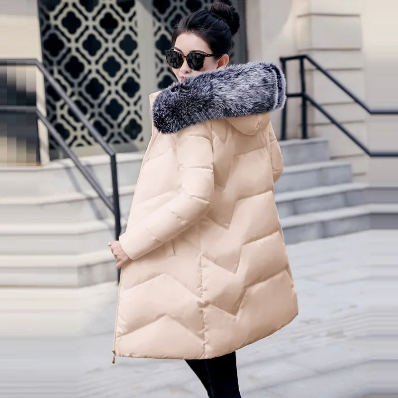 Женское зимнее теплое пальто с капюшоном, женская зимняя куртка с хлопковой подкладкой размера плюс, Женская длинная парка, Женская Стеганая куртка - Цвет: Khaki
