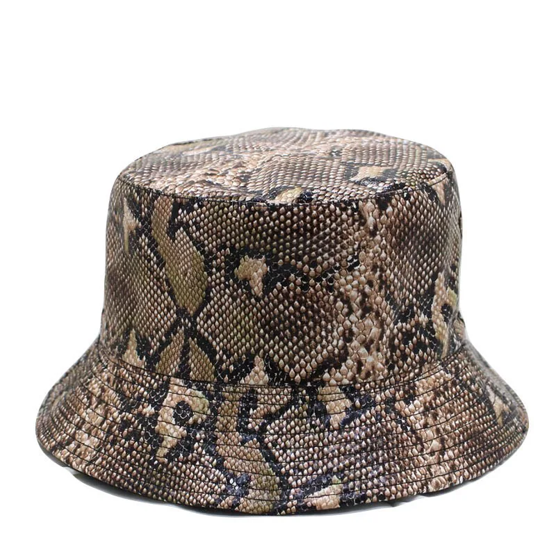 

New Style Spring-Summer Autumn WOMEN'S Snake Skin Pattern Bucket Hat Foldable Printed Leopord Pattern Bucket Hat