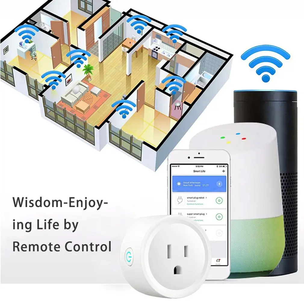 Wi-Fi умная розетка для мобильного телефона ПРИЛОЖЕНИЕ дистанционное управление Голосовое управление умная розетка США розетка умный дом