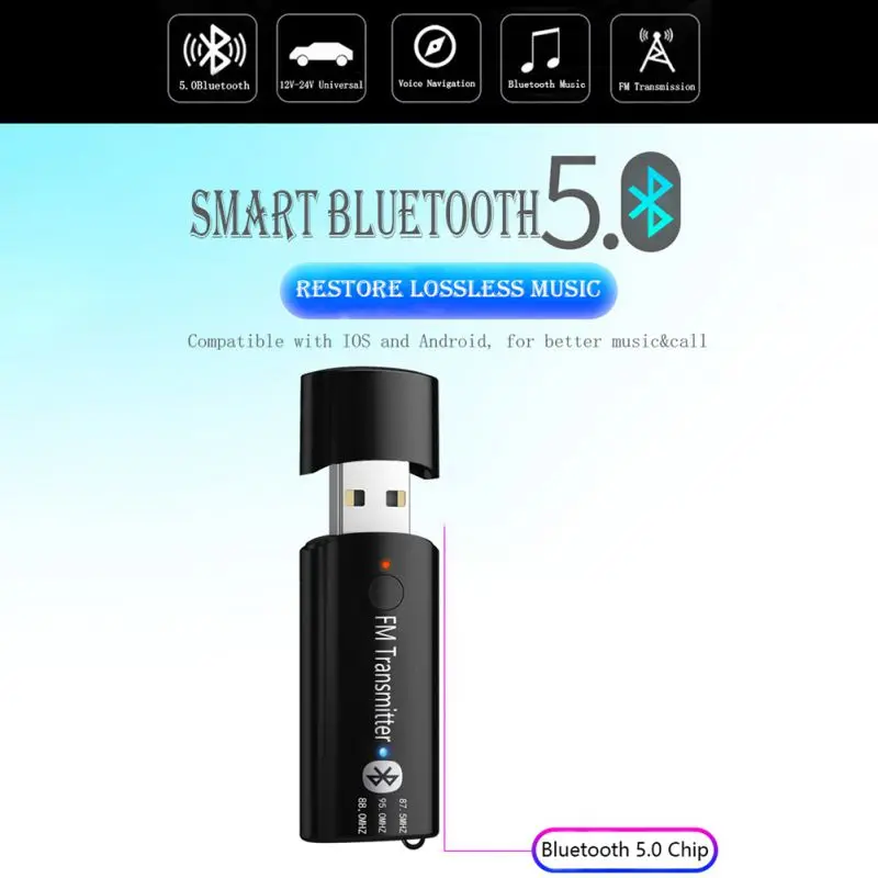 Портативный Универсальный usb-адаптер ресивер FM-передатчик Bluetooth 5,0 музыкальный аудиоприемник