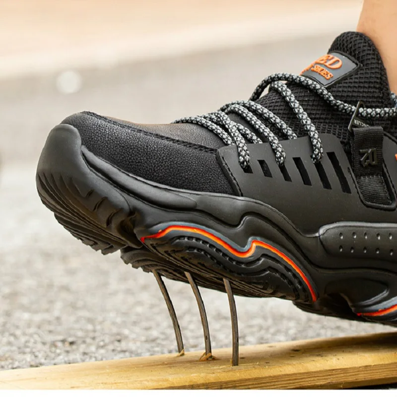 Autumn Safety Shoes steel toe Men, Fashion Anti-smashing Men's Work Shoes, Black Breathable Comfortable Sports Shoes seguridad