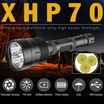 

XHP70 beads*3 Most Powerful LED Flashlight rechargeable LED lantern detachable Tactical Torch light with 16850/26650 battery p70