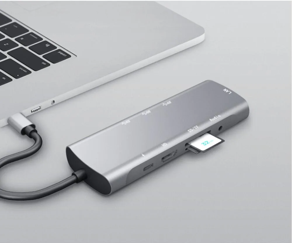 9 в 1 тип-c к HDMI USB 3,0 TF SD кардридер гигабитный Ethernet Rj45 Lan высокоскоростной USB концентратор сплиттер концентратор адаптер