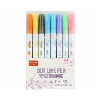 

8 Color Gift Card Writing & Drawing Double Line Outline Two-line Color Pen SALE!