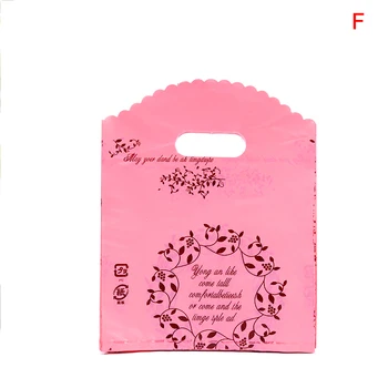 

50pcs/pack Pretty Plastic Jewelry Gift Packaging Carrier Bags With Handle Plastic Bag Gift Bags Jewelry Pouches 15*20cm