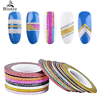 

30Pcs/lot Matte Rainbow Glitter Mermaid Candy Color Nail Striping Tape Line 1mm 2mm 3mm Adhesive Nail Art Transfer Stickers