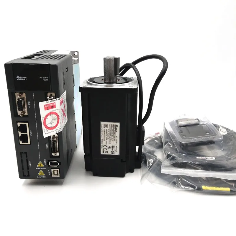 CNC 750W AC Серводвигатель привода комплект Delta 220V Серводвигатель 2.39NM 5.1A 80 мм с 3M кабель ECMA-C10807RS+ ASD-A2-0721-L
