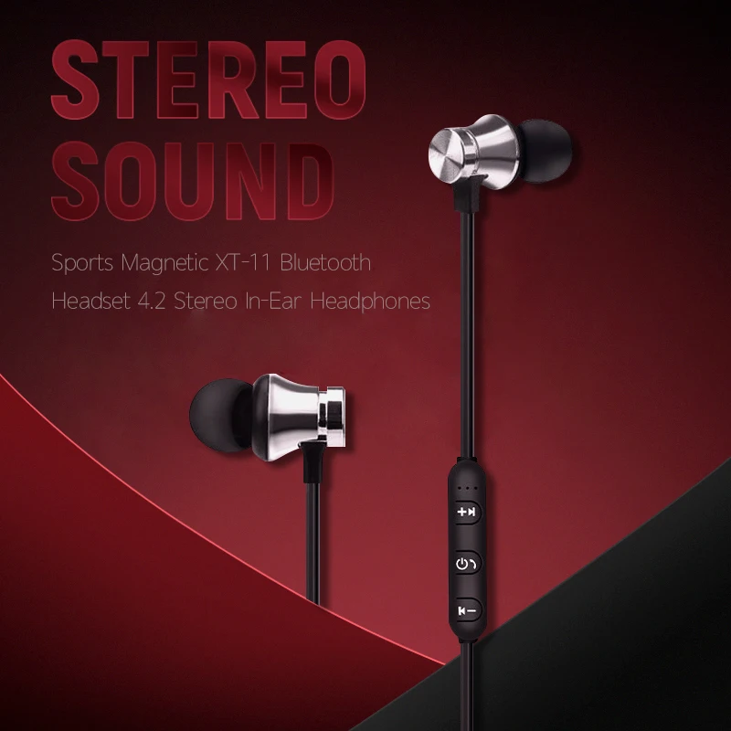 

Magnetic Bluetooth Wireless Stereo Earphone Sport Headset For iPhone X 7 8 Samsung S8 Xiaomi Huawei Waterproof Earbuds With Mic