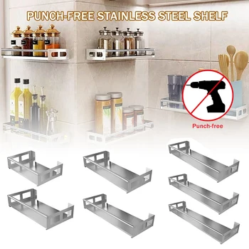 

Kitchen Stainless Steel Spice Rack Seasoning Rack Spices Rack Shelf Kitchen Storage Organizer Multi-Functional Storage Shelf