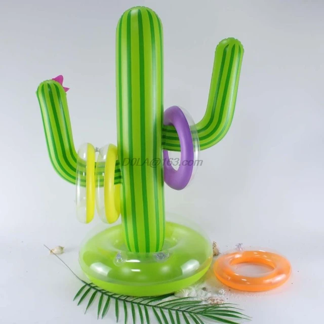 5 PCS Inflatable Cactus Ring Toss Game Inflatable Toss Game Pool Toys Luau Party Supplies Indoor Outdoor Game for Kids Adults Su 3
