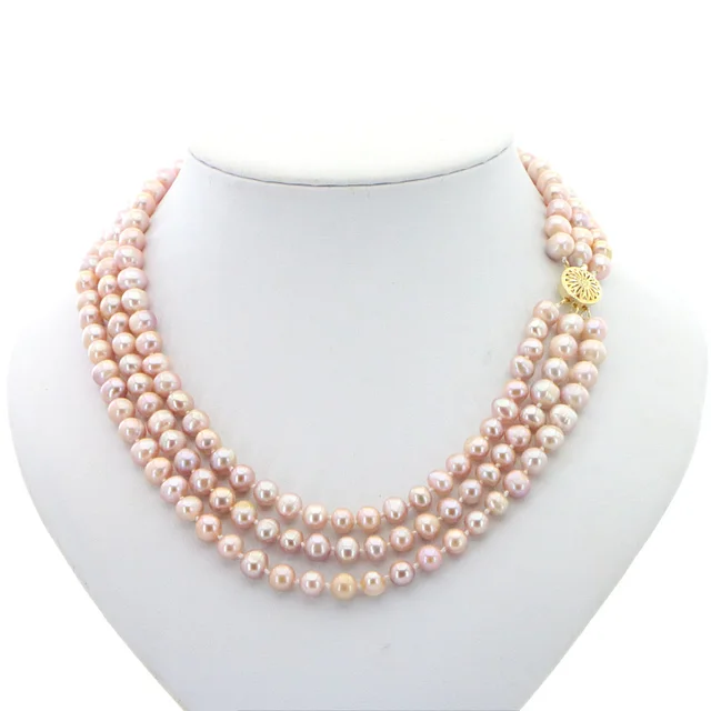 New women AA genuine 7-8mm white cultured pearl Akoya necklace 18"