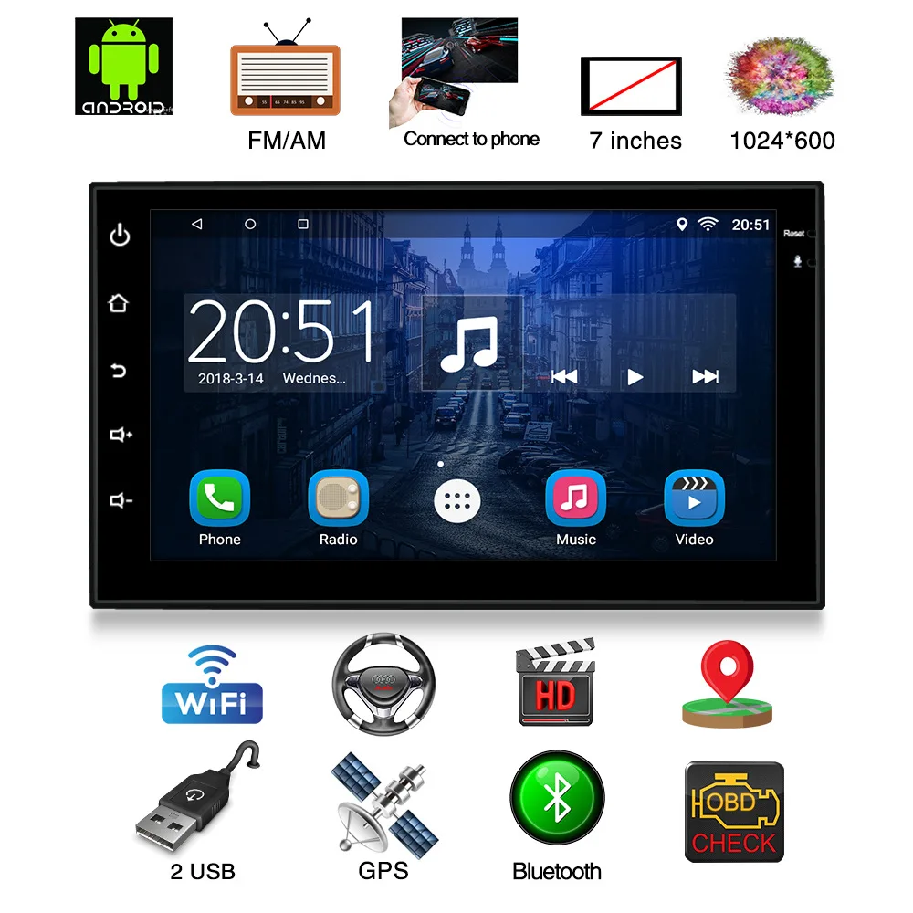 AM FM 7 &quotУниверсальный 2din Android 9 1 автомобильный Радио центральный мультимедийный 2G