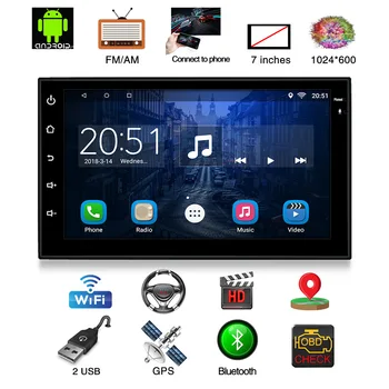 

AM FM 7" Universal 2din Android 9.1 Car Radio Central Multimedia 2G 16G 32G GPS 2 Din Auto Radio USB DAB+ Support OBD TMPS SWC