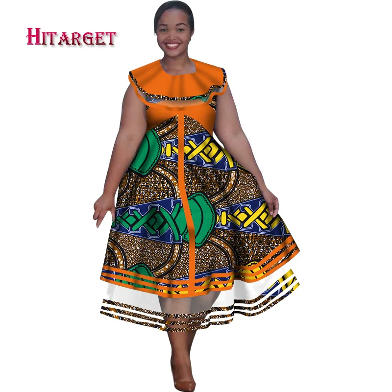 Африканские платья с принтом для женщин, Длинные Макси платья с оборками, Дашики, плюс размер 5XL, африканские женские платья "Анкара" WY5289 - Цвет: 3