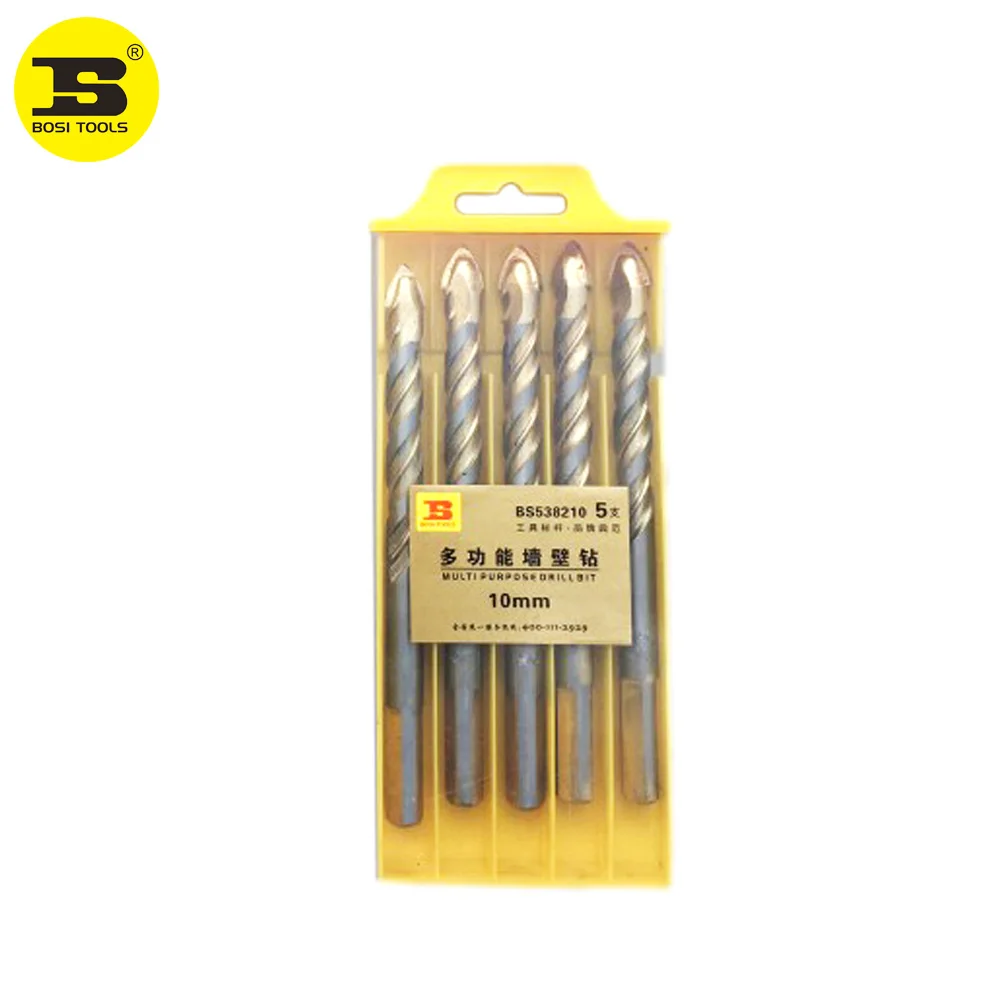 Free Shipping BOSI 5pc 10mm Multipurpose Spear Head Wall Ceramic Tile Glass Plastic Wood Hole Drill Bits