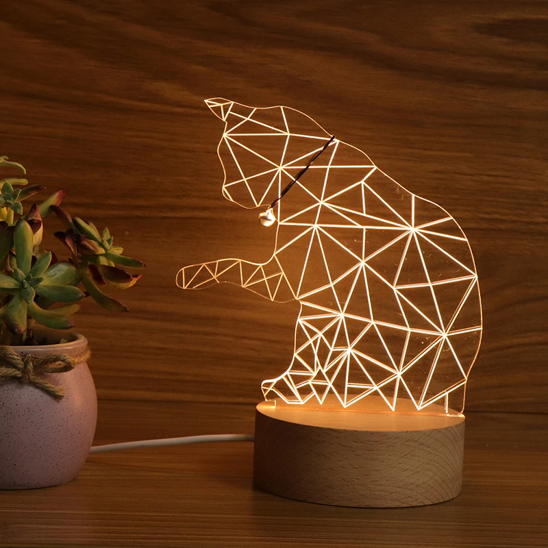 3D Светодиодная лампа Usb круглая кошка электрическая лампа кошка ночник на Amazon