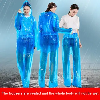 

5Sets Disposable Unisex Waterproof Hooded Blouse Elastic Pants Outdoor Raincoat