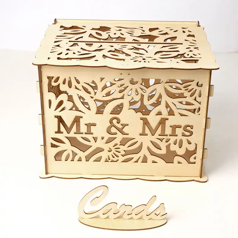 Diy Wedding Gift Card Box Wooden Money Box With Lock Beautiful Wedding Decoration Birthday Party Supplies Wedding Card Boxes Aliexpress