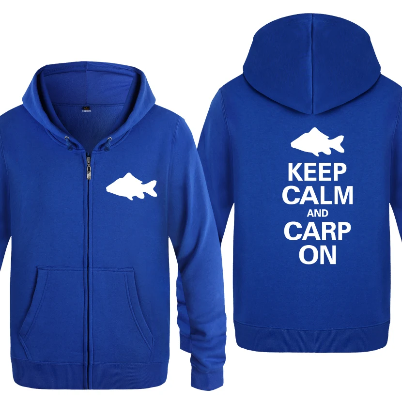 Keep Calm and Carp on Новинка Забавные толстовки мужские мужские флисовые кардиганы на молнии толстовки с капюшоном