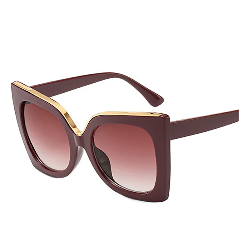 NYWOOH новые негабаритные Солнцезащитные очки женские винтажные брендовые градиентные солнцезащитные очки ретро женские большие оправы UV400 - Цвет линз: Красный