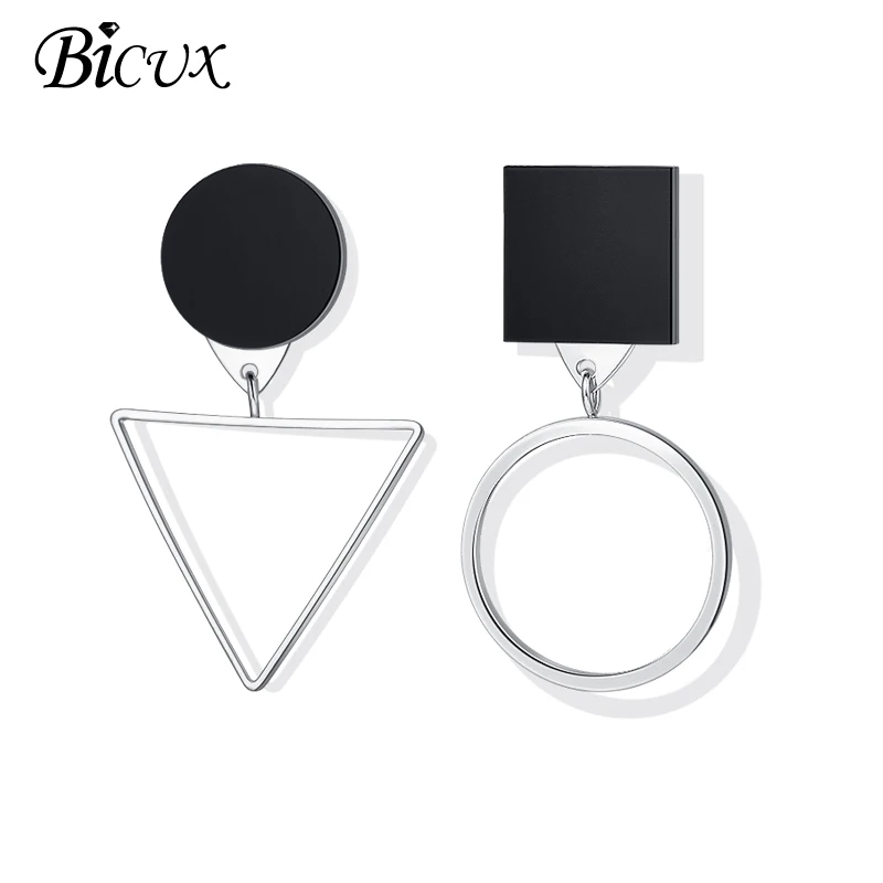 BICUX, новые модные круглые висячие серьги в Корейском стиле для женщин, геометрические круглые золотые серьги в форме сердца, свадебные ювелирные изделия - Окраска металла: Sliver 2