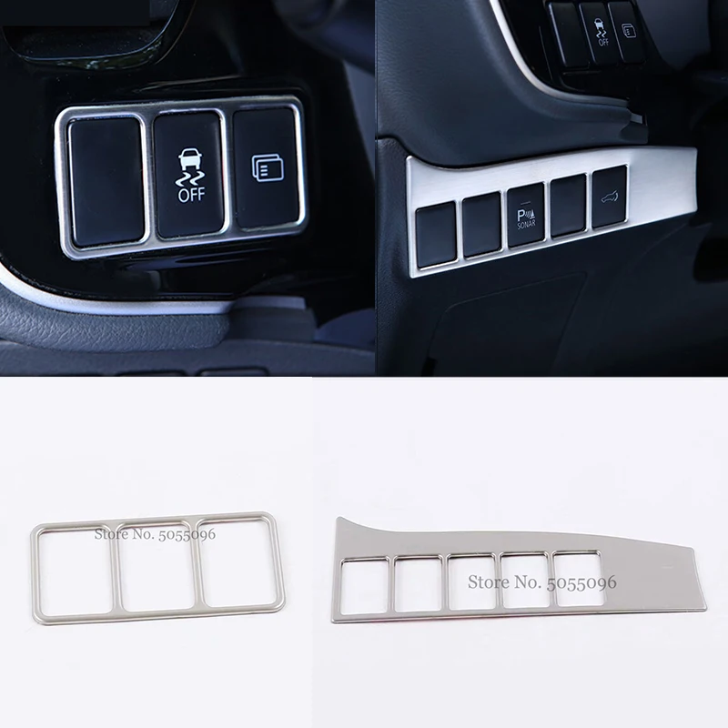 

For Mitsubishi Outlander 2014 2015 2016 Stainless steel Car Headlamps Adjustment Switch Cover Trim Styling Accessories 2pcs
