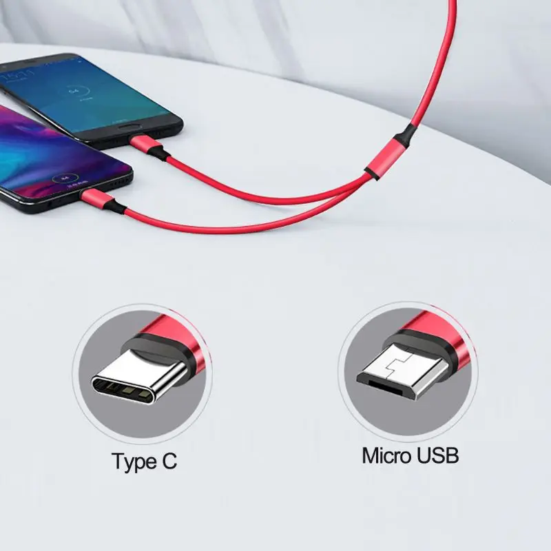 2в1 Универсальный Micro usb type C зарядный кабель провод для Samsung Oneplus Xiaomi Huawei ZTE sony htc Android мобильный телефон планшет