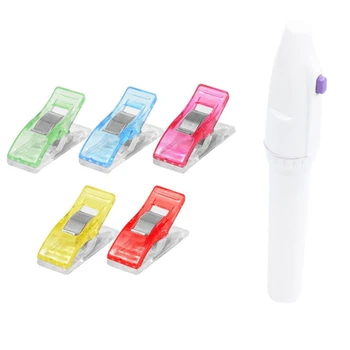 

100Pcs Plastic Clip Clamp Patchwork Sewing & 1Pcs Electric Quilling Paper Winder Steel Pen with Slotted Tip