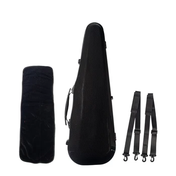 

4/4 Full Size Violin Hard Case Complex Carbon Fiber Material Built-in Hygrometer Black with Carry Handle Straps