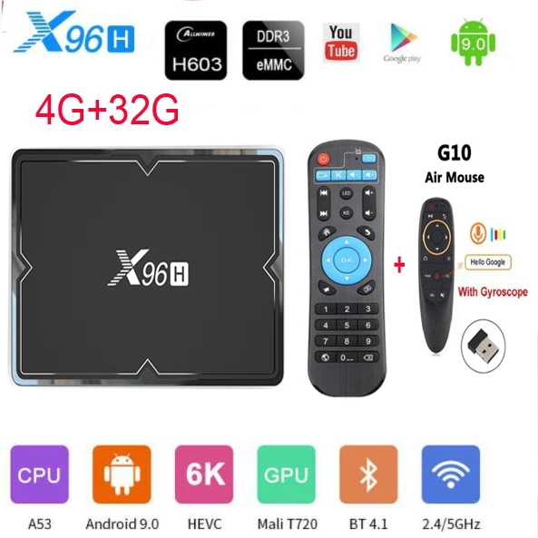 5 шт. X 96H Android 9,0 ТВ приставка Смарт ТВ приставка 4 ГБ 32 ГБ BT 4,1 2,4g/5g wifi в ip ТВ приставка 3 usb порта медиаплеер x96m