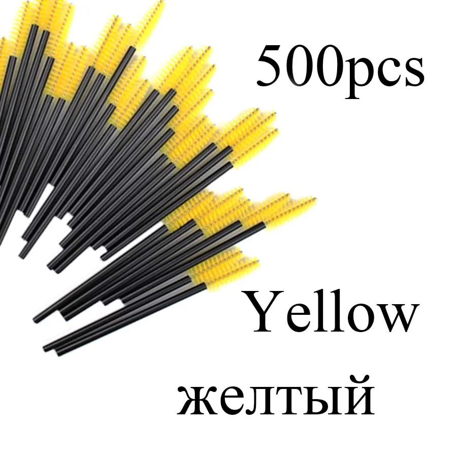 500pcs Yellow 500 шт щетка для ресниц, расческа для ресниц, палочки для ресниц, инструмент для наращивания ресниц, профессиональный инструмент для макияжа для женщин - Цвет: 500pcs Yellow