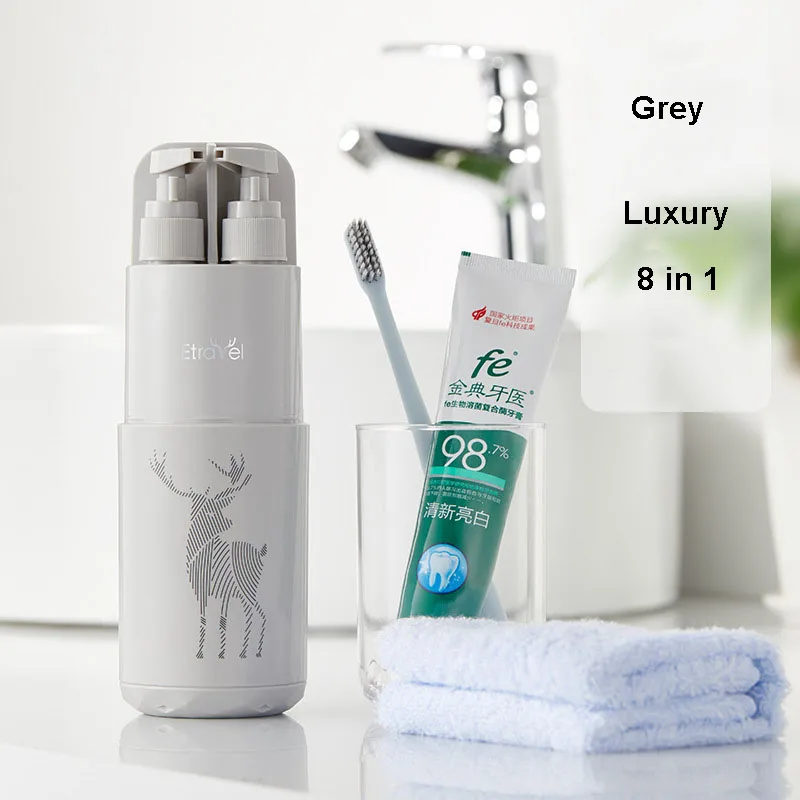 GOALONE дорожный набор для мытья чашки Портативный чехол для зубной щетки чашка для ванной Сумочка для туалетных принадлежностей Коробка Многофункциональный контейнер - Цвет: Grey 8Pcs