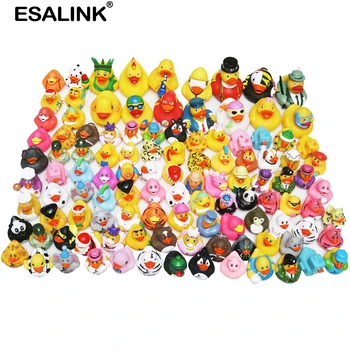 

ESALINK Random Children Bathing Toy Floating Rubber Ducks Squeeze Sound Duck For Baby Shower 10/20/50/100Pcs Random Style