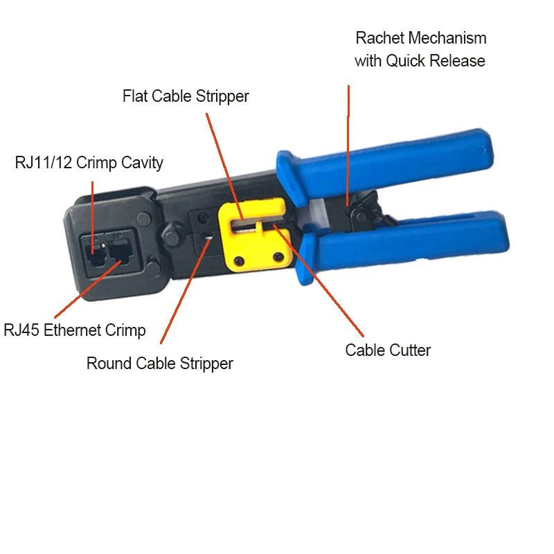 Kit de Ferramentas para Reparo de Rede Conjunto de Alicates de Friso Rj45 Chave de Fenda Cortador de Fio Descascador de Fios Portátil Testador de Cabo Lan com 10 Peças Ferramentas de rede - Imagem 3