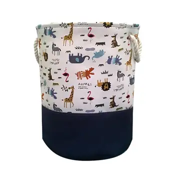 

Color Blocking Storage Basket Canvas Laundry Bin Cotton Rope Handles Hamper Dirty Clothes Storage Bucket For Toys Clothing