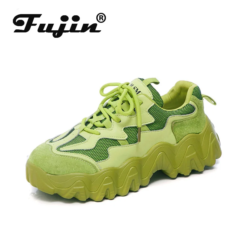 

Fujin Women Sneakers Platform Green Black Spring Autumn 2020 New Quality Ins Women Vulcanized Shoes Breathable Casual Shoes