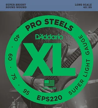 

Eps220 prosteels string kit for bass guitar, super light, 40-95, D'Addario