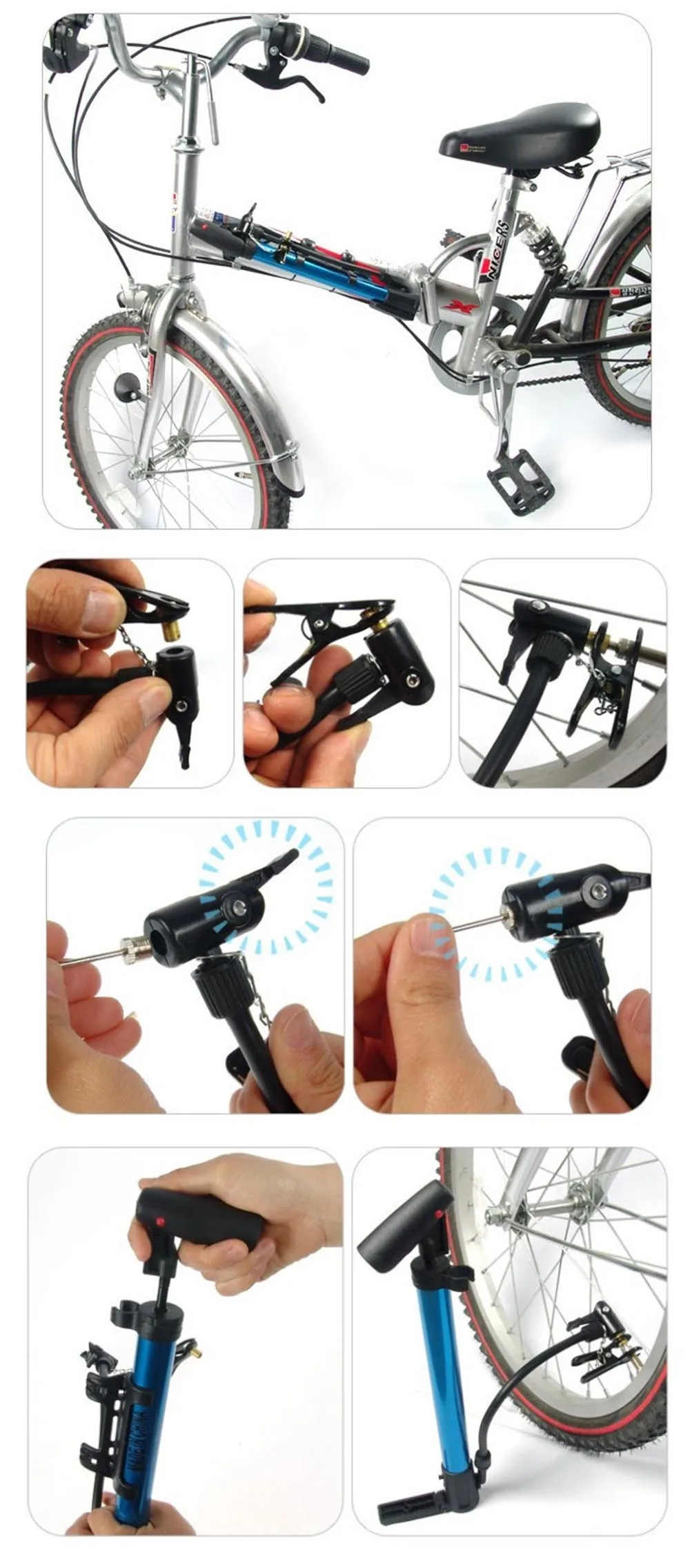 Portable Bicycle Tire Pump Aluminum Alloy MTB Mountain Road Bike Inflator Cycling Tyre Pump Hand Pressure Accessories BC0045 (13)