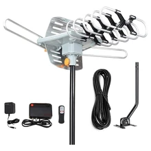 

Digital Outdoor Amplified Hd Tv Antenna,Support 4K 1080P and 2 TVs with Coax Cable,Adapter,Mounting Pole US Plug