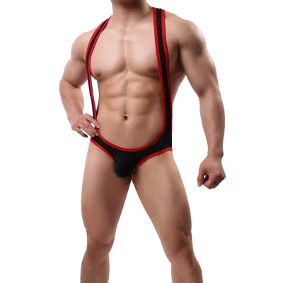 Mens Sexy Undershirt Fetish Gay Big Pouch Briefs Underwear Slim Wrestling Singlet Bodysuit One Piece Jumpsuit Leotard M L XL XXL
