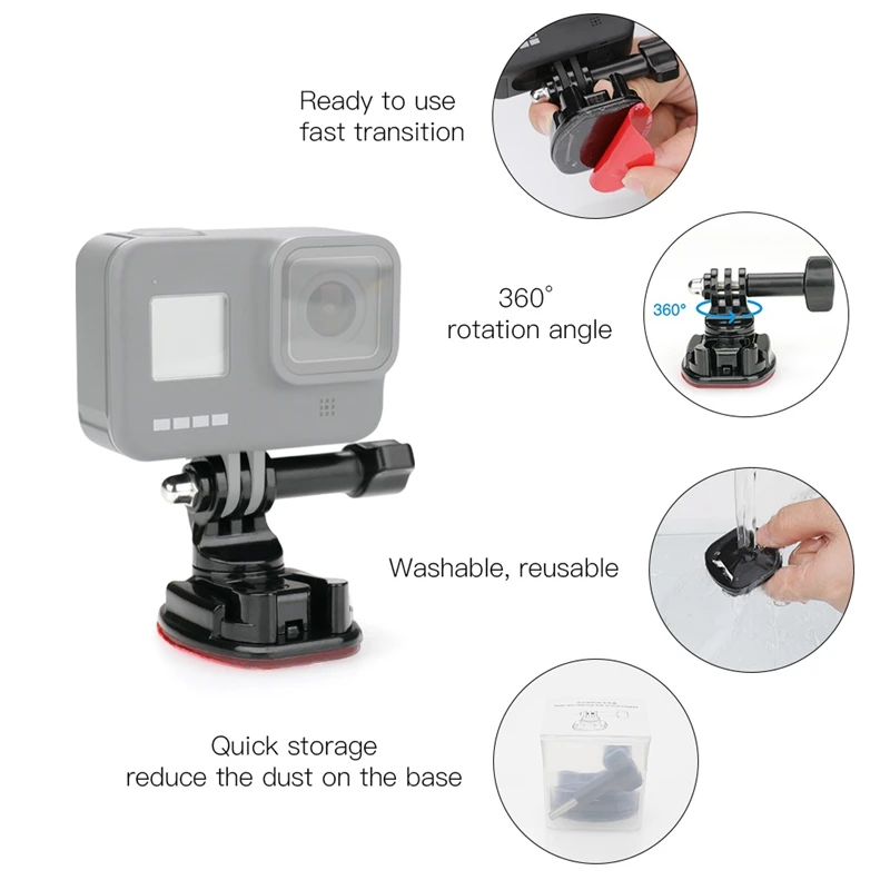 

360 Degree Rotate Swivel Helmet Surface Buckle Strap Mount for Gopro 8 OSMO Action Pocket