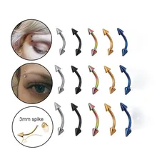 Pinksee 5 шт./лот 6/8/10 мм 16G пирсинг бровей спираль украшение-серьга для тела хирургические Сталь изогнутая гантель бар шип для бровей кольцо