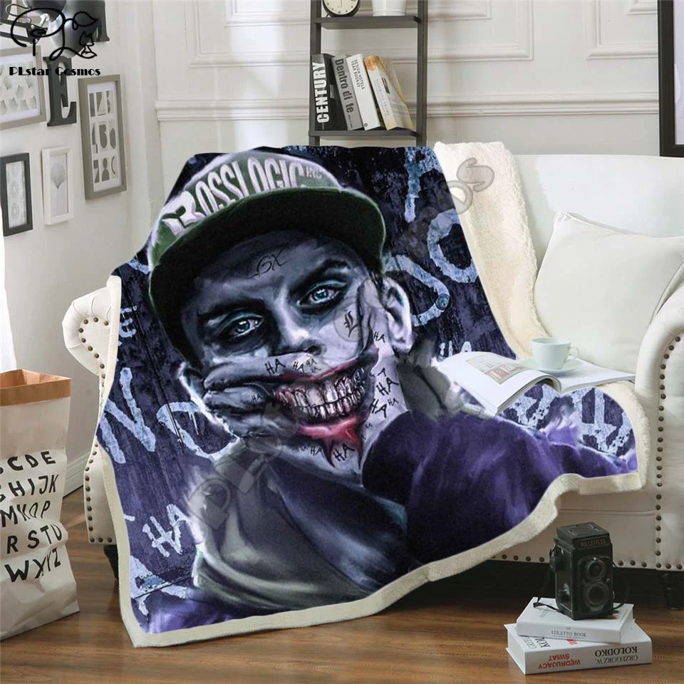 

Plstar Cosmos Cartoon Night Before Christmas Joker Poker Blanket 3D print Sherpa Blanket on Bed Home Textiles Dreamlike style-8