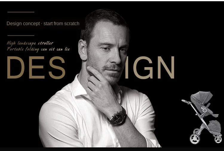 S High View Four Wheel Baby Stroller Can Sit and Lie In Luxurious Folding Two-way Shock Absorber for Children Baby Carriage